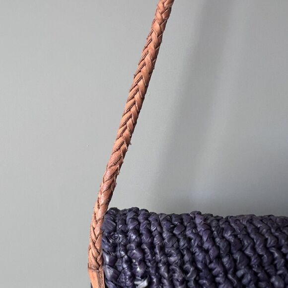 Mar Y Sol Shoulder Bag Womens Navy Blue Woven Raffia Crossbody Tassel Handmade - Picture 4 of 13